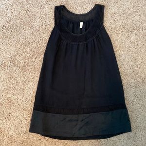 Black Silk Sleeveless Tunic Top
